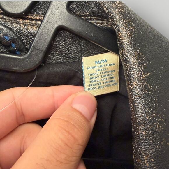 Tommy Bahama Distressed Leather Jacket Men's Medium Pineapple Embroidery Lining - Picture 6 of 8